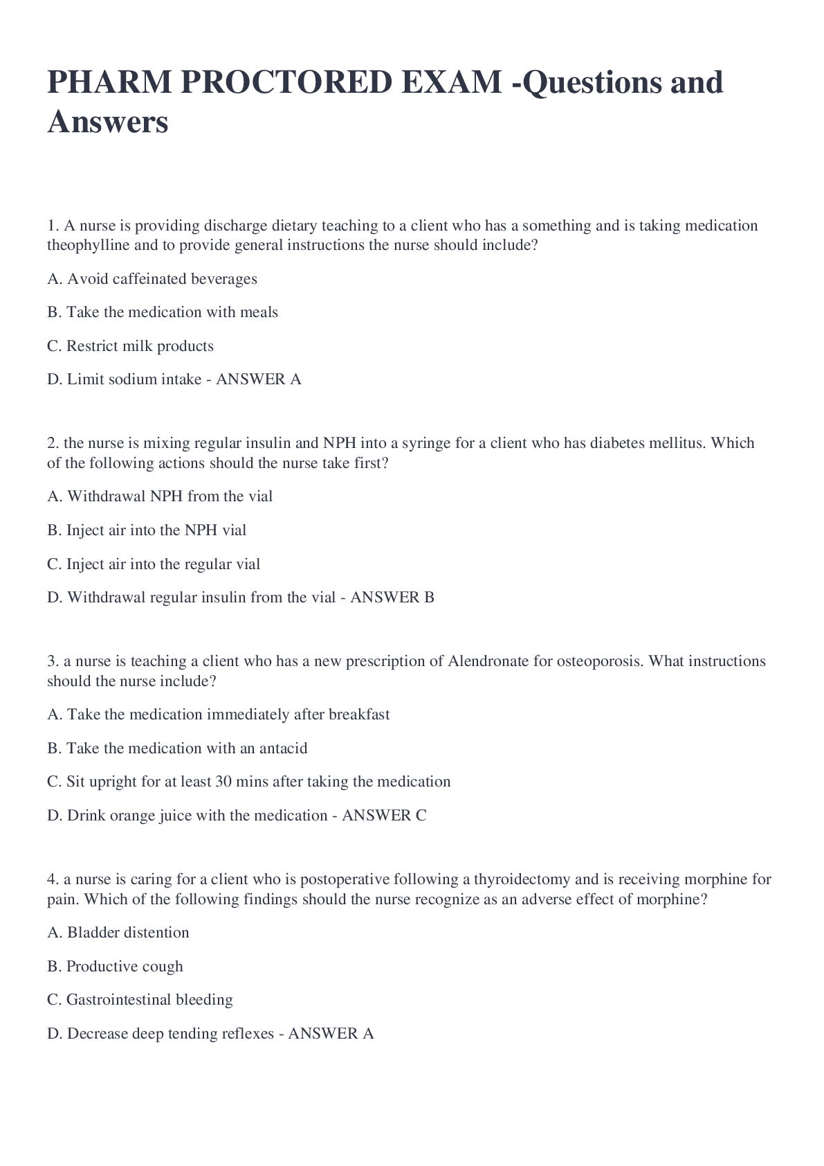 Preview image for PHARM PROCTORED EXAM -Questions and Answers